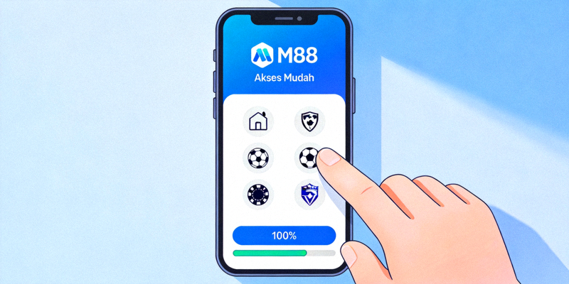 Ilustrasi akses mudah M88 melalui perangkat mobile smartphone