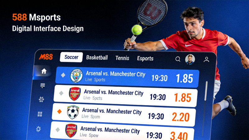 Tampilan antarmuka M88 Msports dengan odds taruhan olahraga yang kompetitif