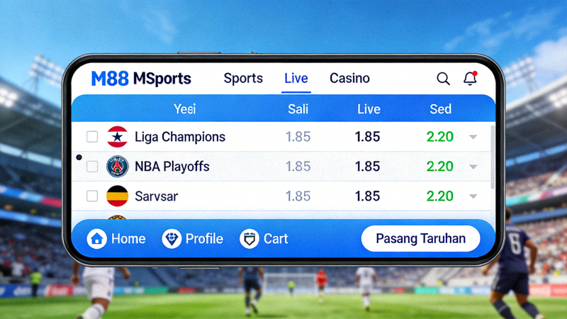 Tampilan Antarmuka M88 Msports dengan Odds Kompetitif