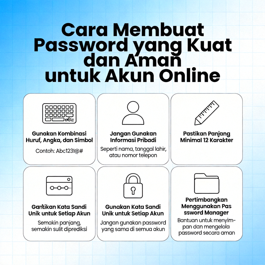 Infografis tentang cara membuat password yang kuat dan aman untuk akun online